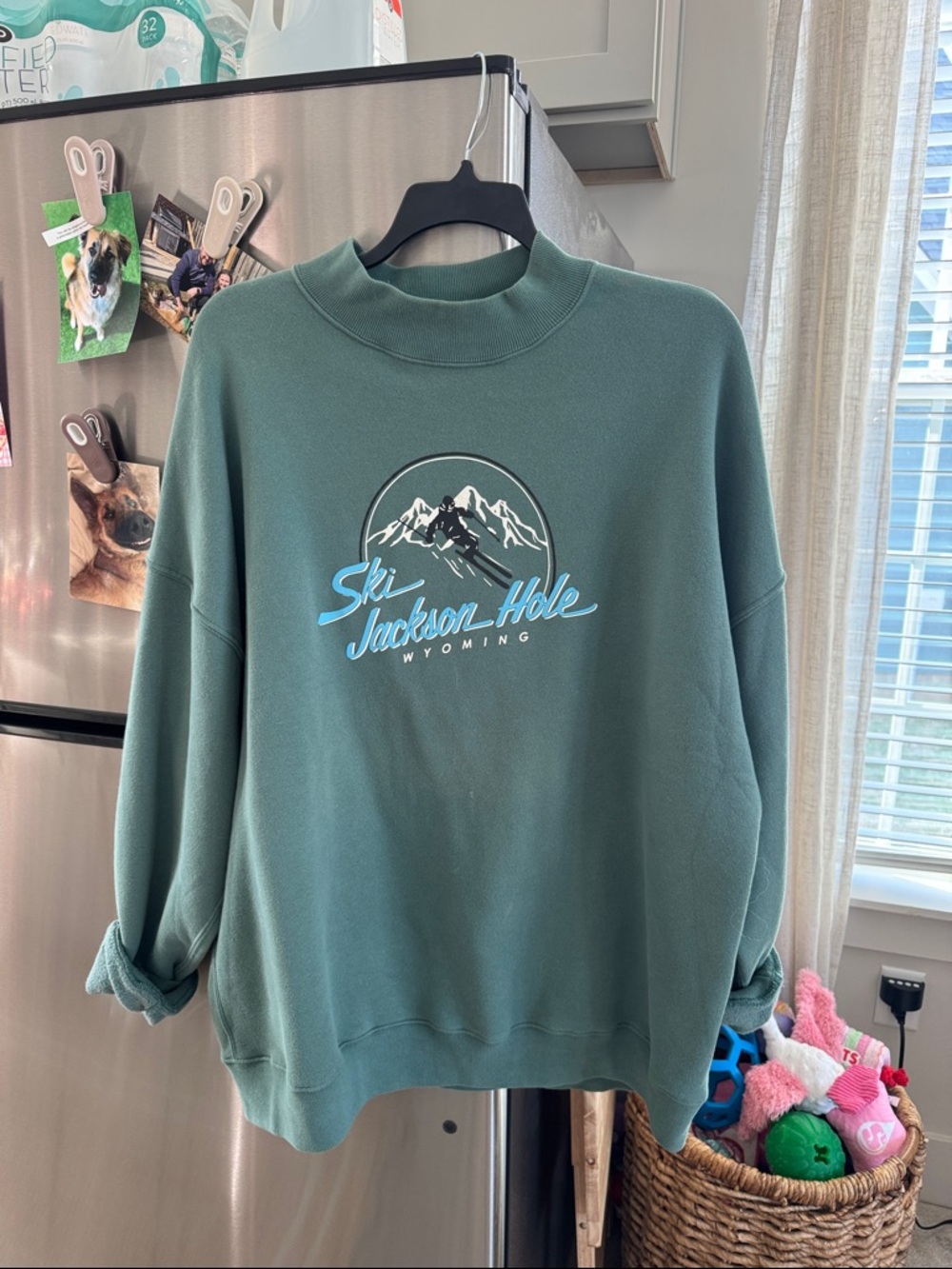 Abercrombie & Fitch Oversized Soft Fleece Sweatshirt - Teal Green Jackson Hole